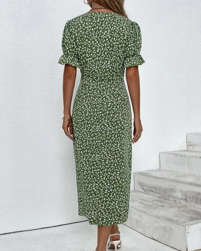 Nicole™ | Jurk met korte mouwen en bloemenprint