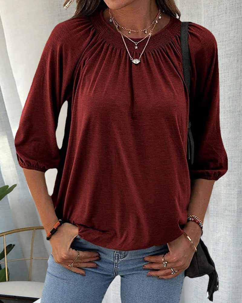 Alexia™ | Blouse met ronde hals en 3/4 mouwen