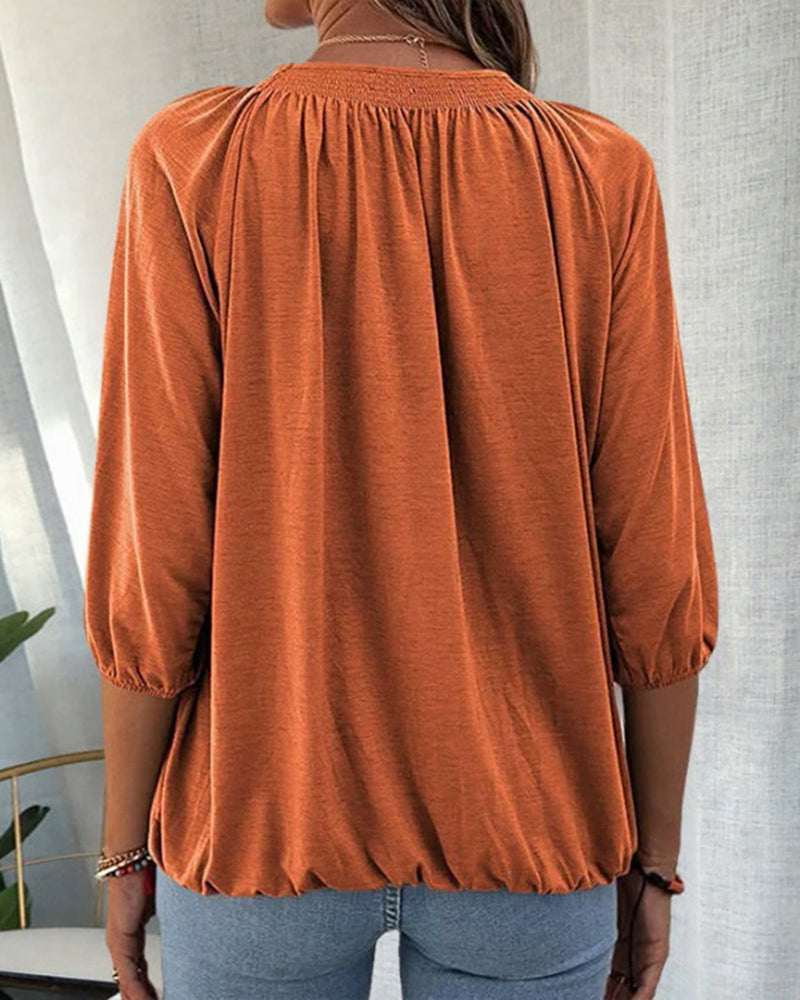 Alexia™ | Blouse met ronde hals en 3/4 mouwen