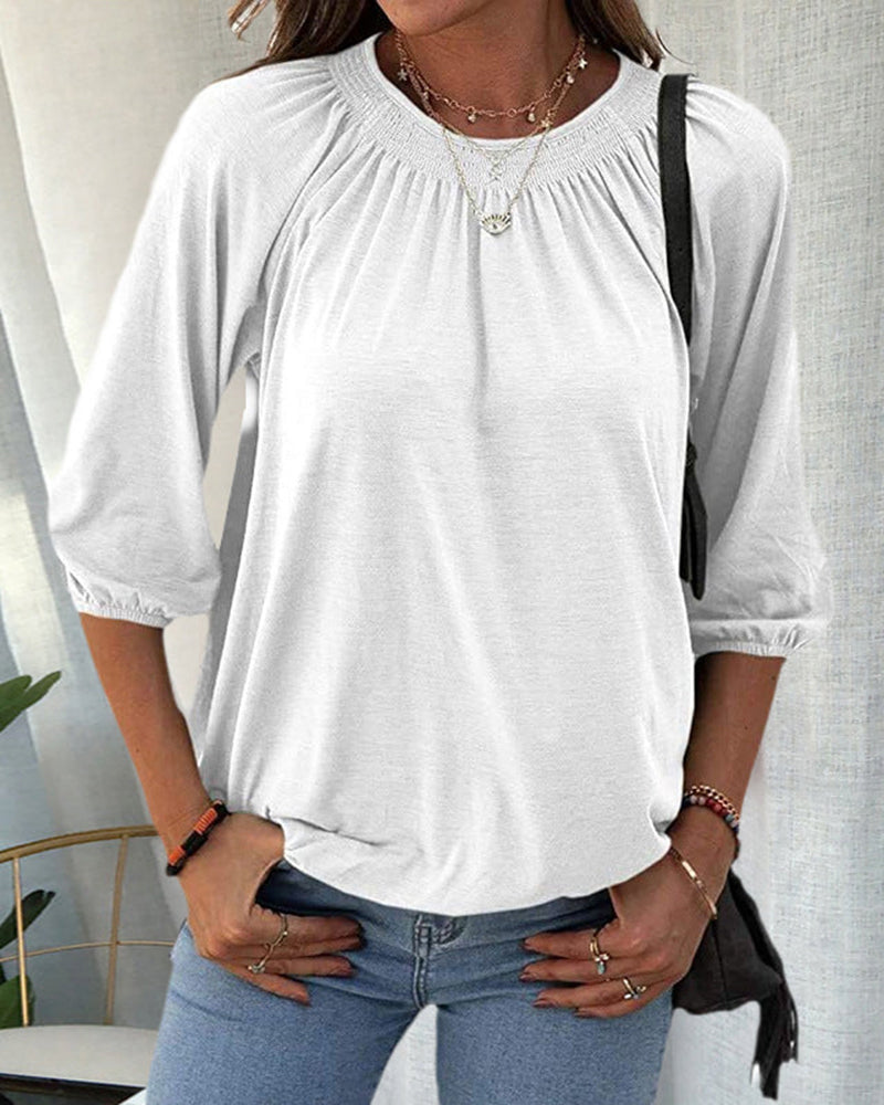 Alexia™ | Blouse met ronde hals en 3/4 mouwen