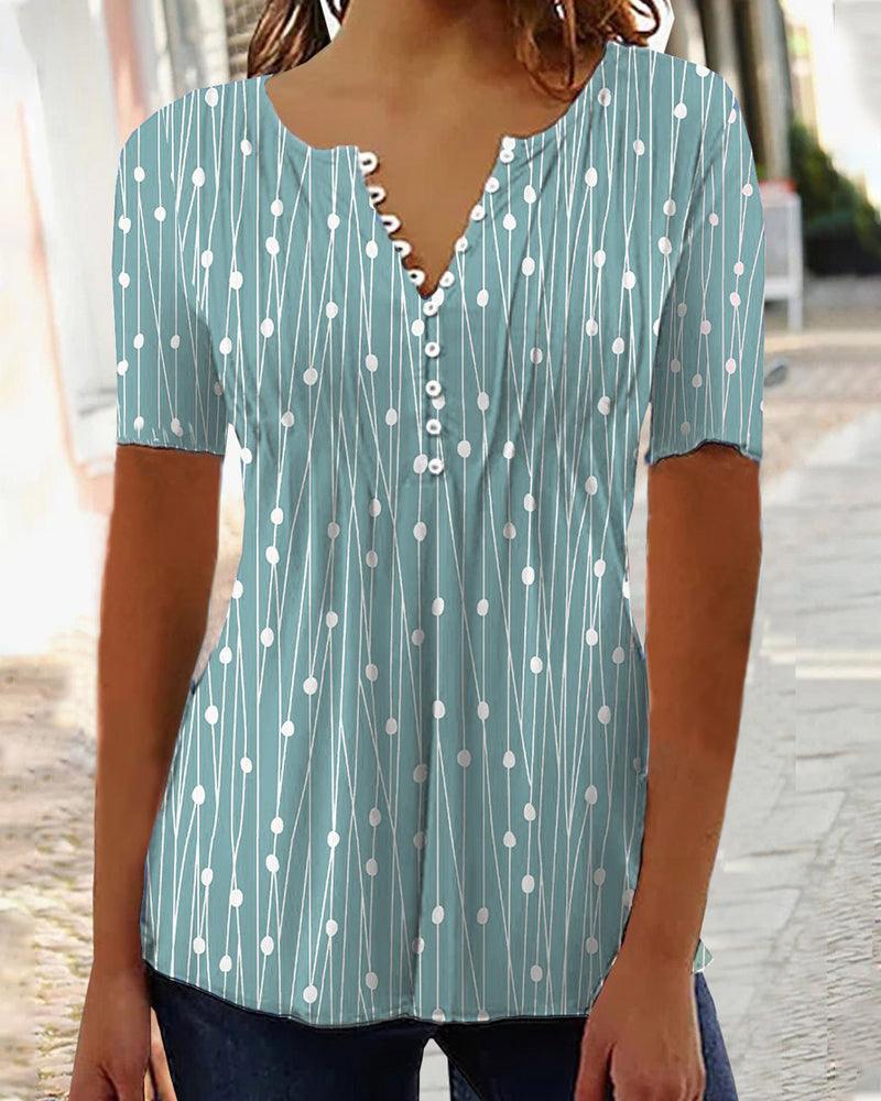 Tessa™ | T-shirt met stippen en V-hals