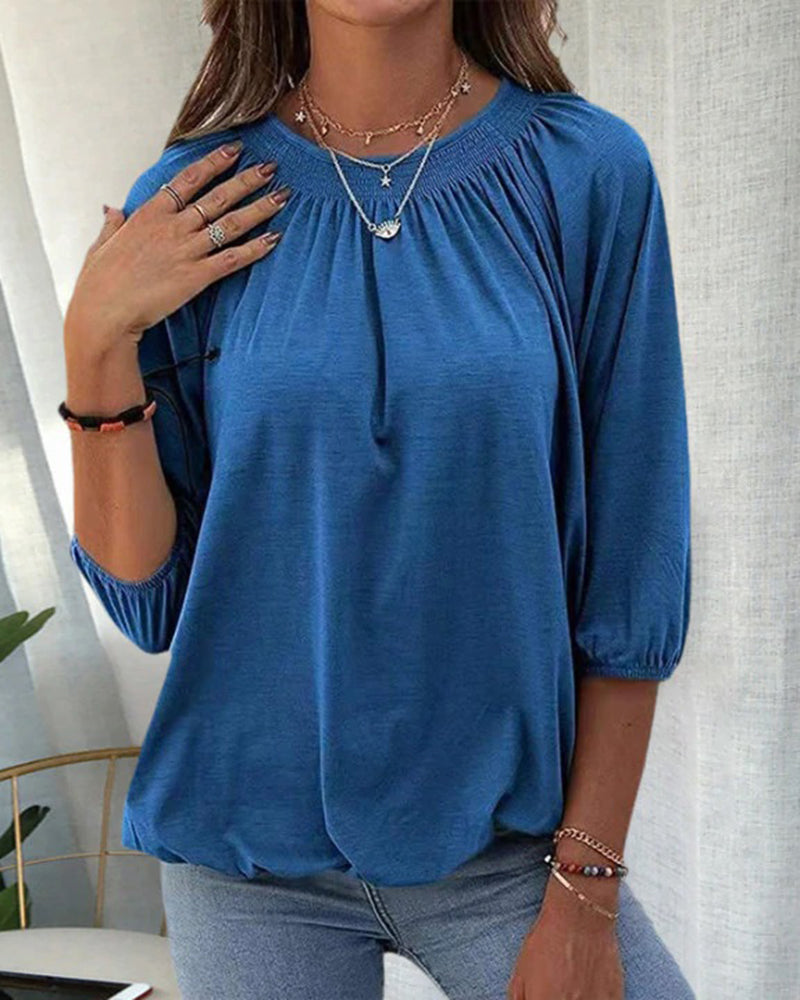 Alexia™ | Blouse met ronde hals en 3/4 mouwen