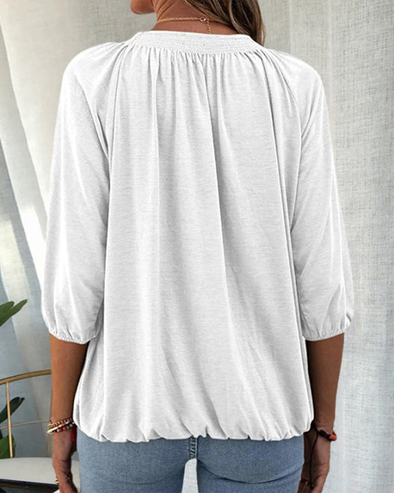 Alexia™ | Blouse met ronde hals en 3/4 mouwen