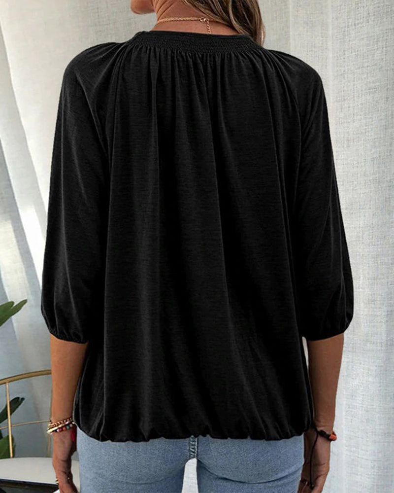 Alexia™ | Blouse met ronde hals en 3/4 mouwen