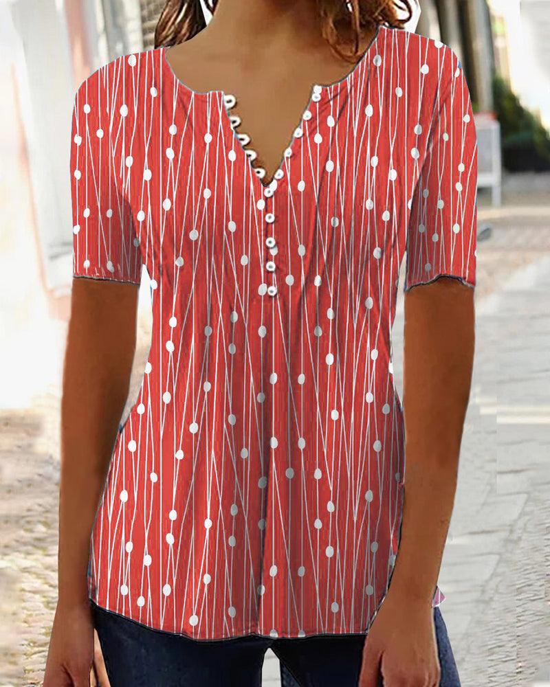Tessa™ | T-shirt met stippen en V-hals