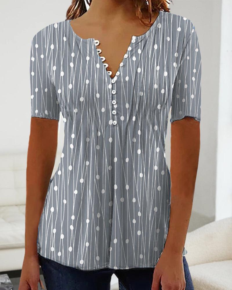Tessa™ | T-shirt met stippen en V-hals