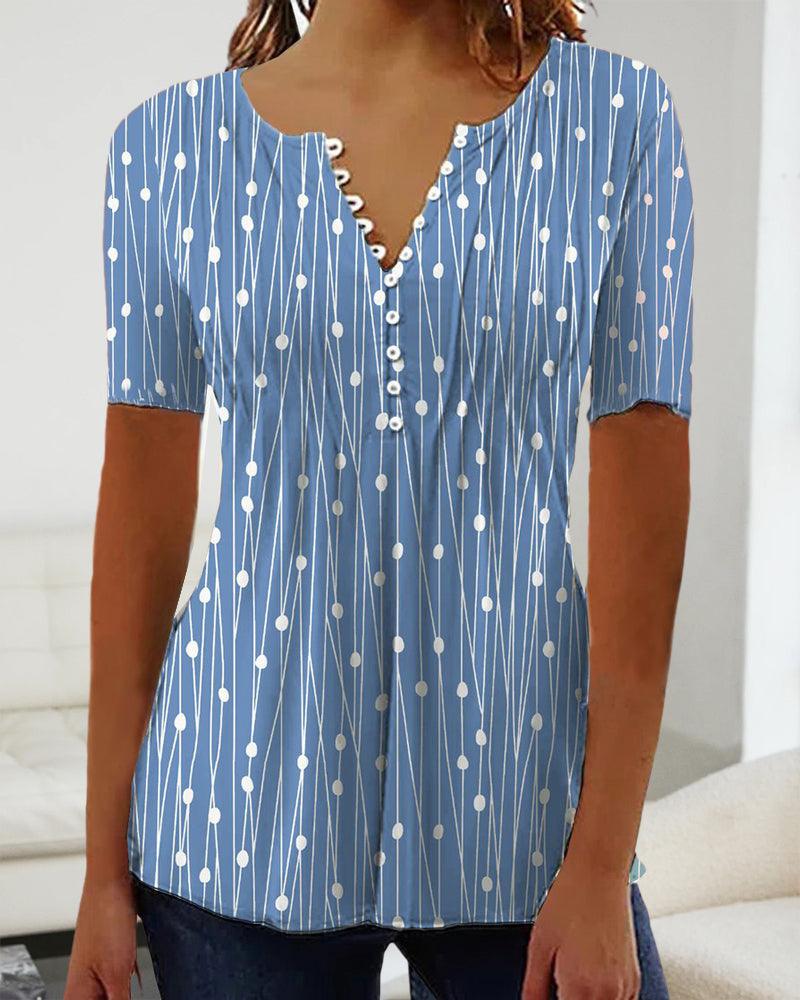Tessa™ | T-shirt met stippen en V-hals