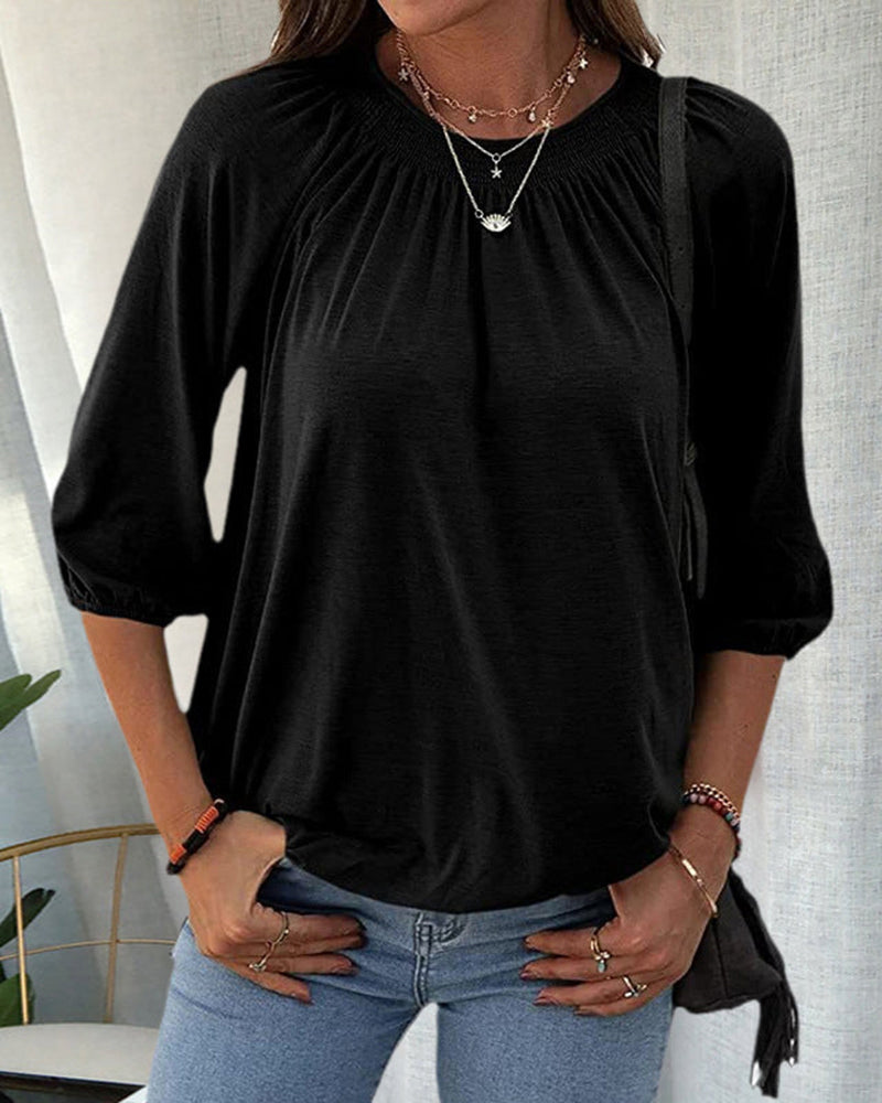 Alexia™ | Blouse met ronde hals en 3/4 mouwen