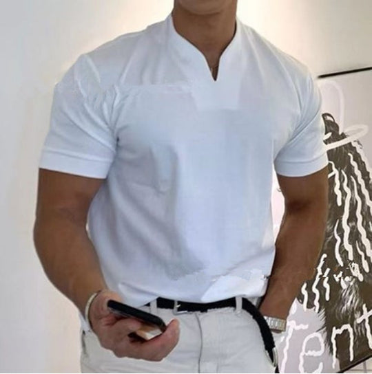 Shirt met korte mouwen en V-hals