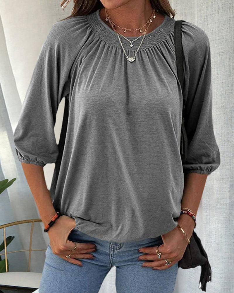 Alexia™ | Blouse met ronde hals en 3/4 mouwen